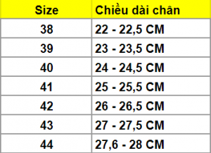 MN nếu không nhớ mình mang size nào có thể chọn size theo bảng size này